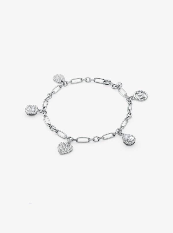 Damske Naramky Michael Kors Sterling Silver Pavé Charm Strieborne - Šperky Michael Kors Obchod | VJBDW-4312